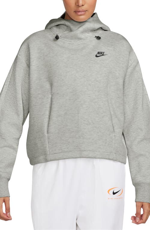 Nike Sportswear Oversize Tech Fleece Hoodie In Light Grey Heather/ Black