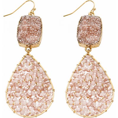Panacea Beaded Drusy Teardrop Earrings