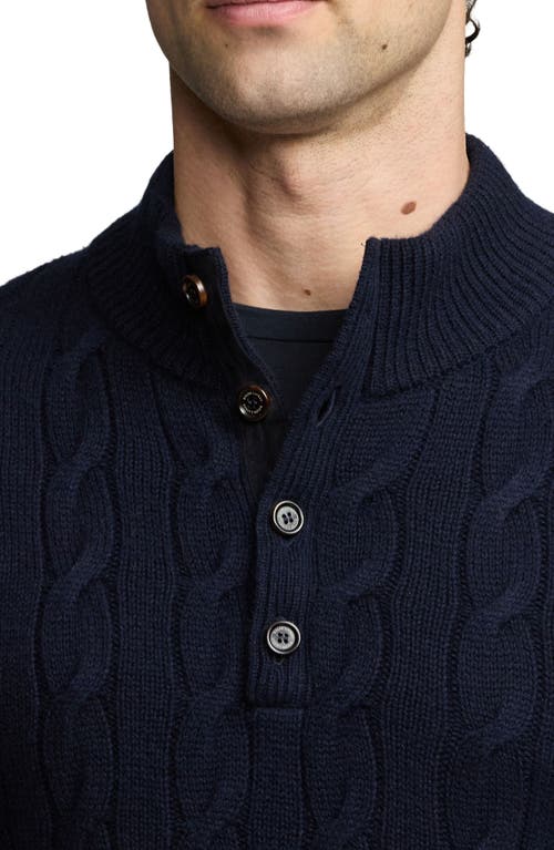 Shop Ralph Lauren Purple Label Cabled Cashmere Henley Sweater In Classic Chairman Navy