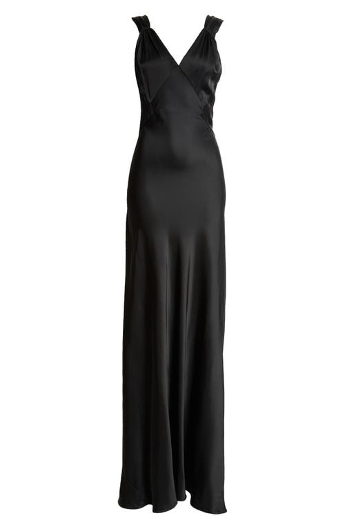 Michael Kors Bias-cut Satin Charmeuse Gown In Black