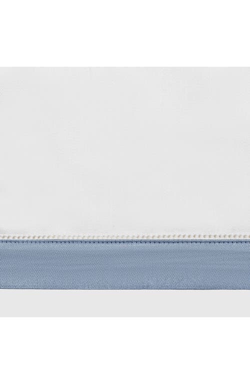 Shop Matouk Ambrose 600 Thread Count Egyptian Cotton Sateen Flat Sheet In Bone/hazy Blue