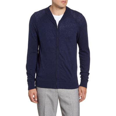 Nordstrom Shop Baseball Zip Cardigan, Blue