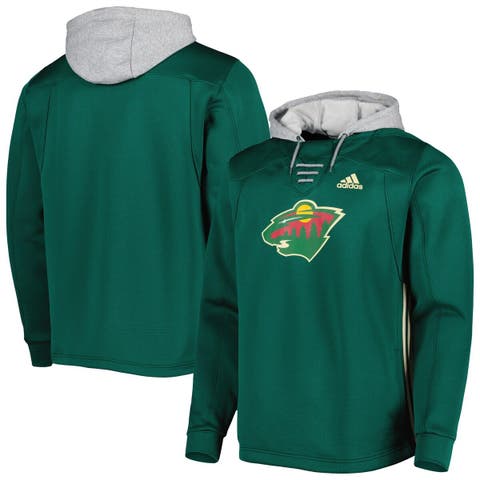 Men's adidas Green Minnesota Wild Skate Lace Primeblue Team Pullover Hoodie