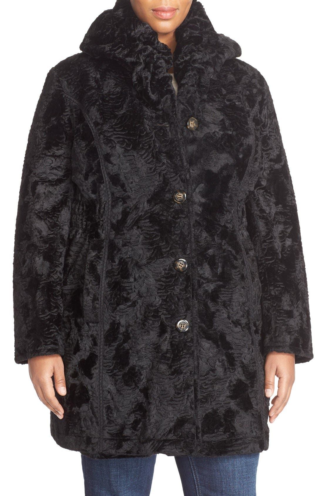 Laundry by Shelli Segal Reversible Faux Persian Lamb Fur Coat (Plus