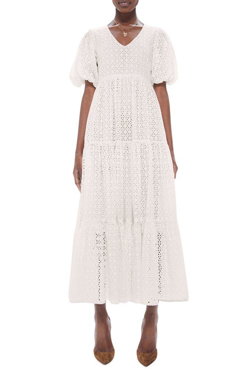 MOTHER Broderie Anglaise Cotton Maxi Dress in Salsa With Me
