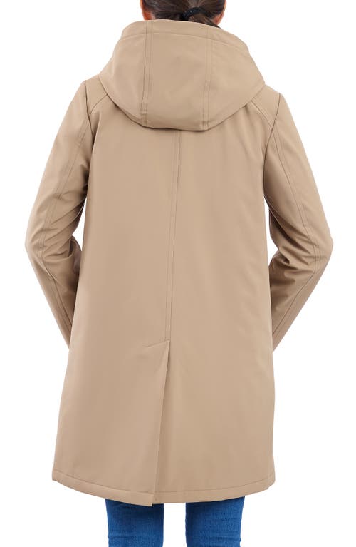 London Fog Water Resistant Bonded Raincoat With Bib Detail In Khaki
