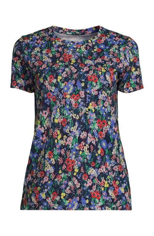 Lands' End Relaxed Supima Cotton Crew Neck T-shirt In Deep Sea Navy Field Floral