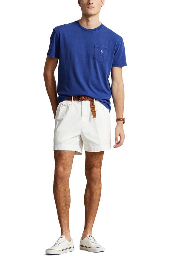 Shop Polo Ralph Lauren Cotton & Linen Pocket T-shirt In Beach Royal