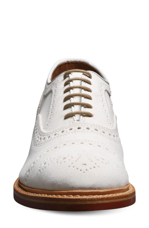Allen Edmonds Strandmok Cap Toe Oxford In White Suede