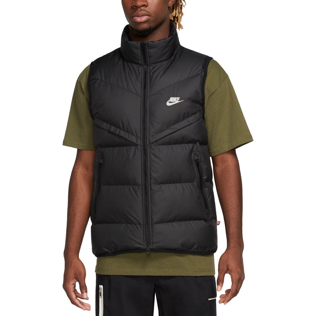 Nike Storm-fit Windrunner Water Repellent Field Vest In Black/black/sail