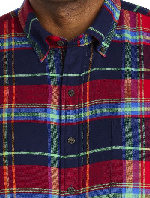 Harbor Bay By Dxl Multi-plaid Flannel Sport Shirt In Bright Multi