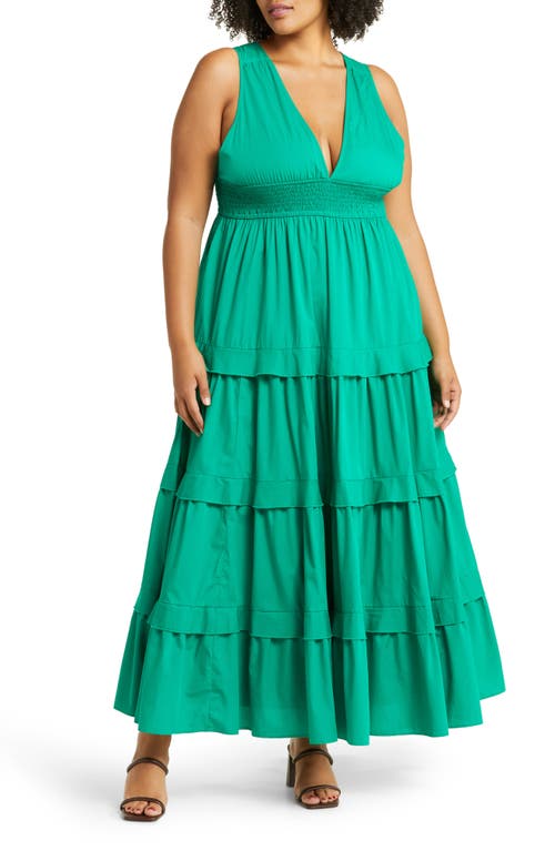 Chelsea28 Tiered Woven Maxi Dress in Green Pepper