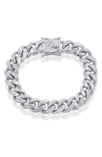 Blackjack Stainless Steel Cuban Chain Bracelet In Silver