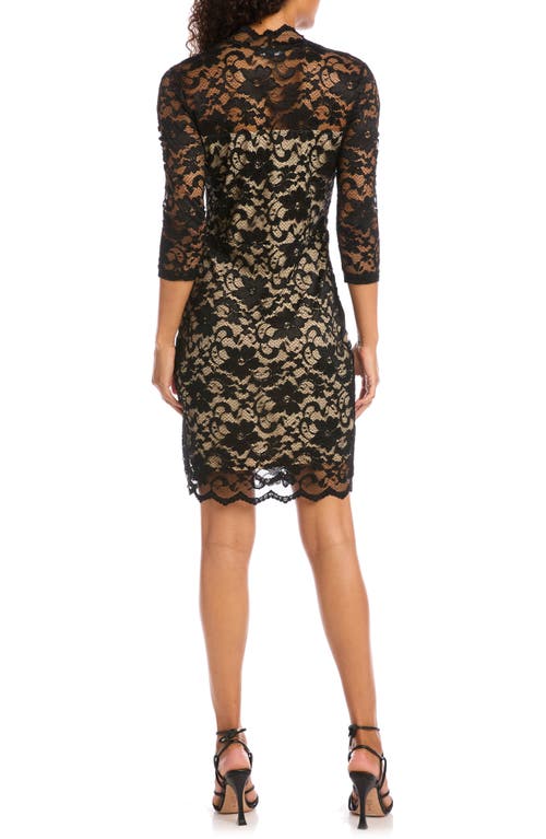 Shop Karen Kane Scalloped Lace Cocktail Dress In Black/nude