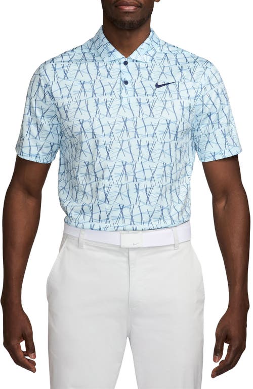 Shop Nike Victory Print Dri-fit Golf Polo In Glacier Blue/midnight Navy