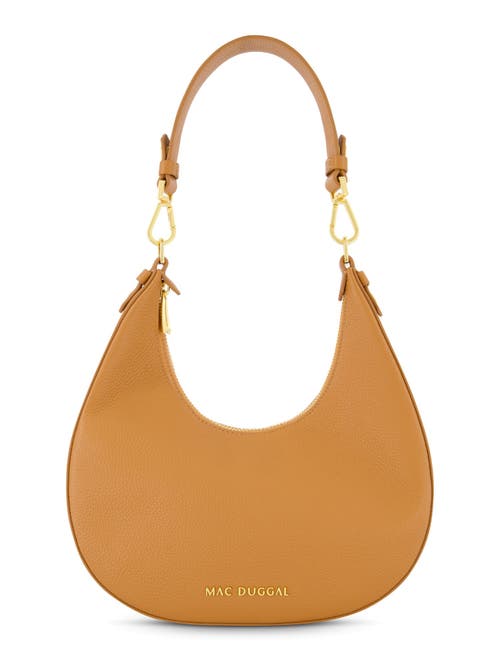 Mac Duggal Gold Plated Hardware Grain Leather Hobo Bag In Toffee