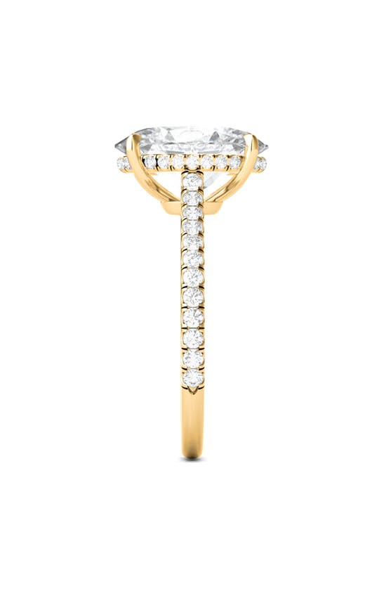 Shop Hautecarat 18k White Gold Halo & Oval Cut Lab Created Diamond Engagement Ring In 18k Yellow Gold