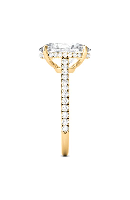 Hautecarat Oval Cut & Pavé Lab Created Diamond 18k Gold Ring In 18k Yellow Gold