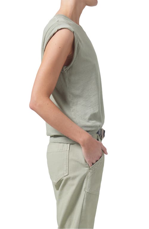 Shop Citizens Of Humanity Kelsey Roll Sleeve T-shirt In Spring Moss