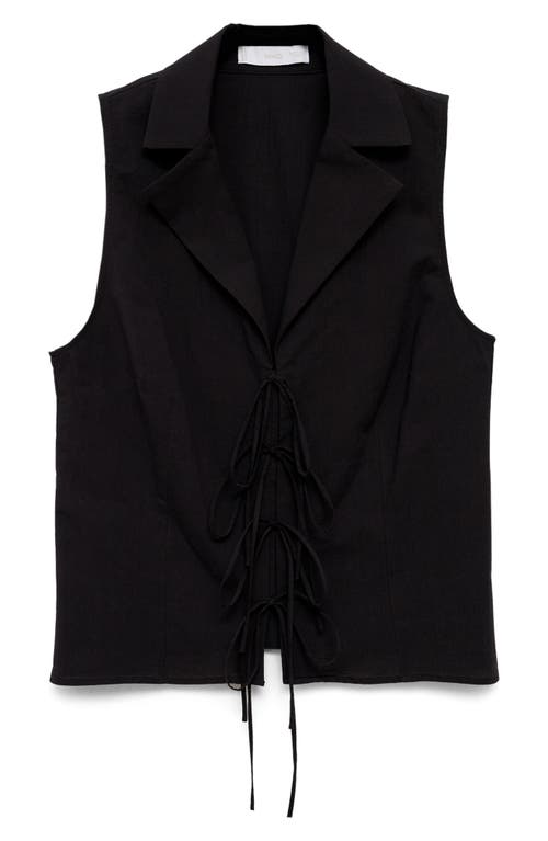 MANGO MANGO SLEEVELESS COTTON TIE FRONT TOP 