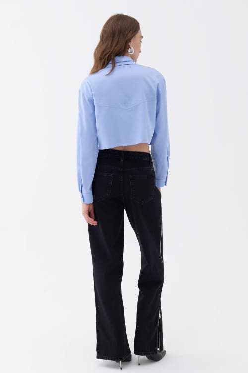 NOCTURNE NOCTURNE DOUBLE COLLAR COTTON BUTTON-UP SHIRT