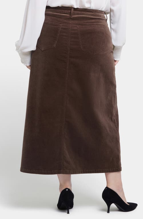 Nydj High Waist Slit Front Corduroy Maxi Skirt In Coffee Bean