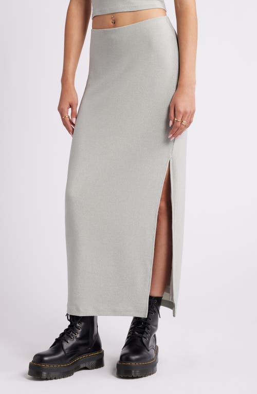 Shop Bp. Metallic Maxi Skirt In Silver Shine