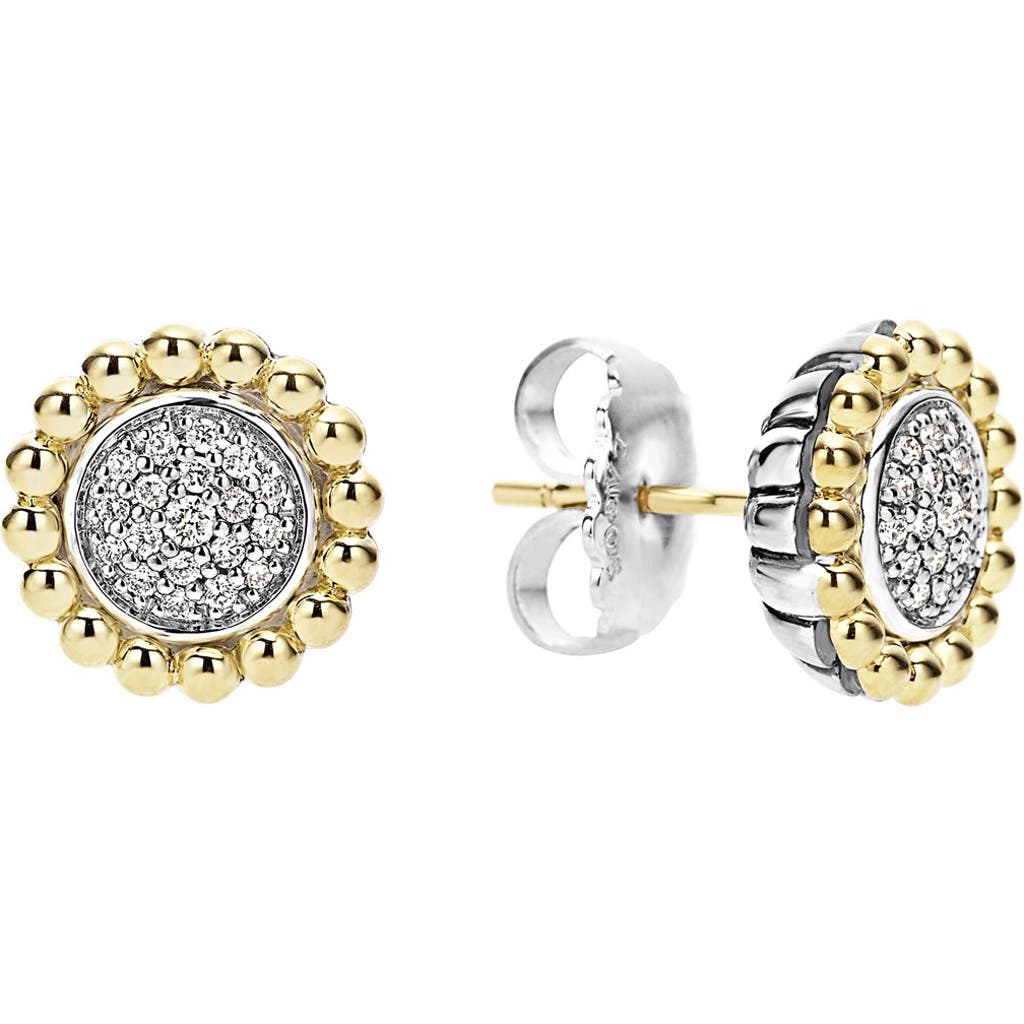 Lagos Diamond Caviar Stud Earrings In Gold