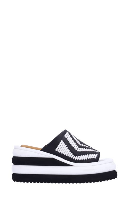 L'amour Des Pieds Eviana Platform Slide Sandal In Black/white