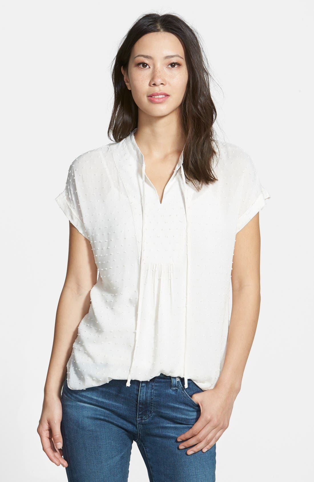 Pleione Textured Short Sleeve Peasant Top (Regular & Petite) Nordstrom