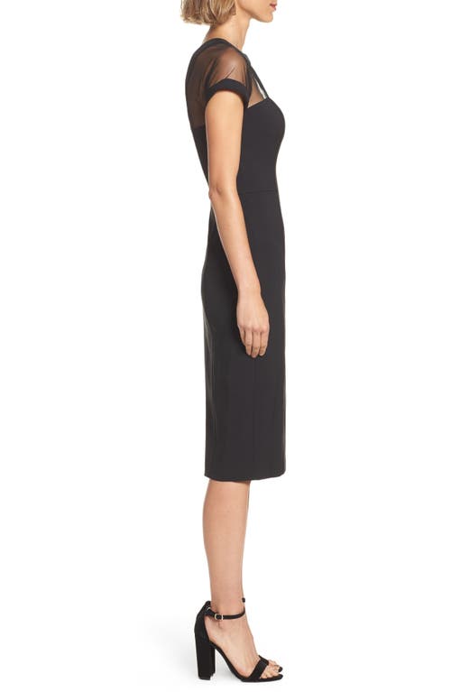 Shop Maggy London Illusion Yoke Crepe Cocktail Dress In Black