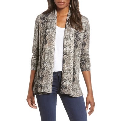 Petite Gibson Open Front Fleece Cardigan, Beige