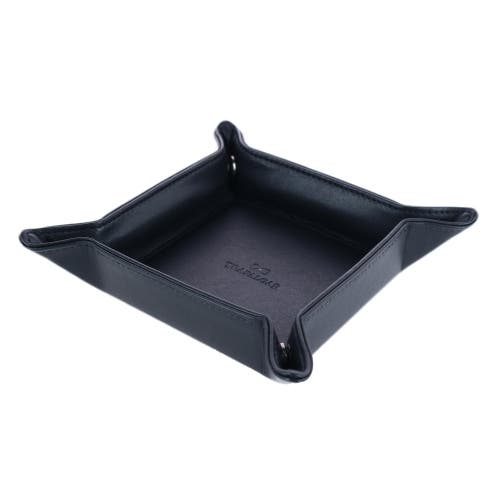 Shop Trafalgar Carson Genuine Leather Snap Valet Tray In Black