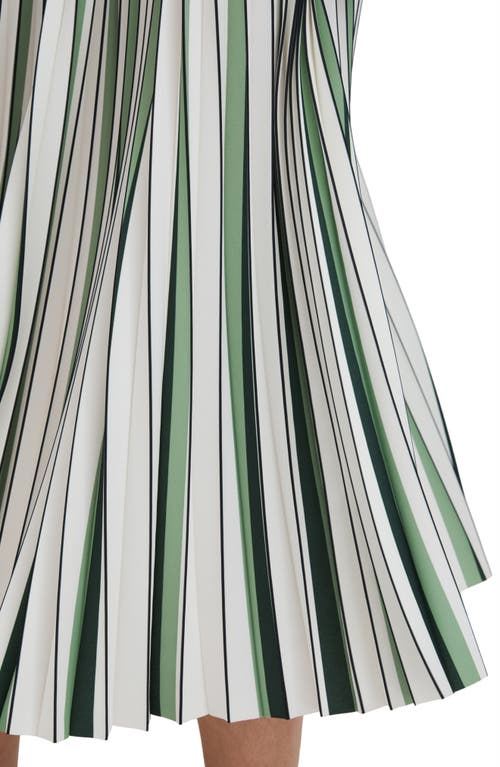 Shop Reiss Saige Pleated Midi Skirt In Green/cream
