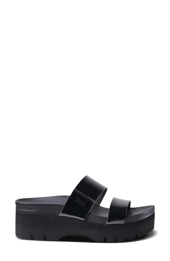Reef Cushion Vista Hi Slide Sandal In Black Patent