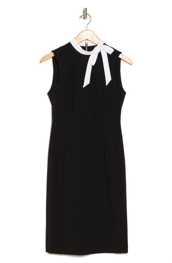 Calvin Klein Neck Tie Sheath Dress In Black/ White | ModeSens