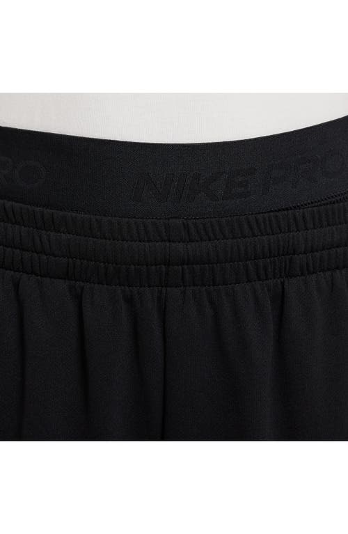 Shop Nike Kids' Pro Dri-fit 3/4 Workout Tights In Black/black/white