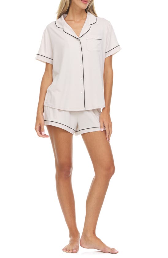 Shop Flora By Flora Nikrooz Annie Shirt & Shorts 2-piece Pajama Set In Beige