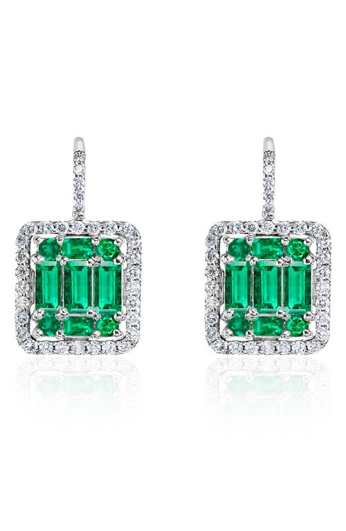 Mindi Mond Clarity Emerald & Diamond Halo Earrings in 18K Wg