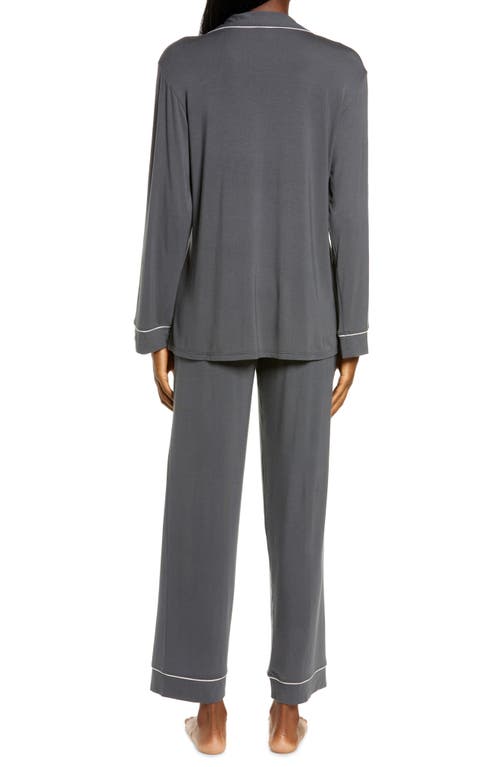 Shop Eberjey Gisele Jersey Knit Pajamas In Graphite/sorbet Pink