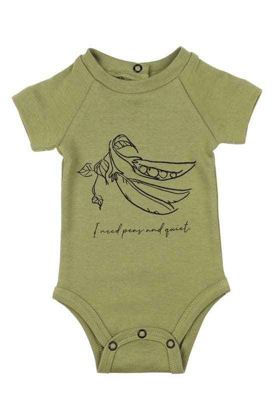 L'ovedbaby Babies' Organic Cotton Graphic Bodysuit In Sage Peas