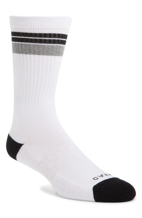 COMRAD Stripe Cotton Blend Crew Socks in Black/White 