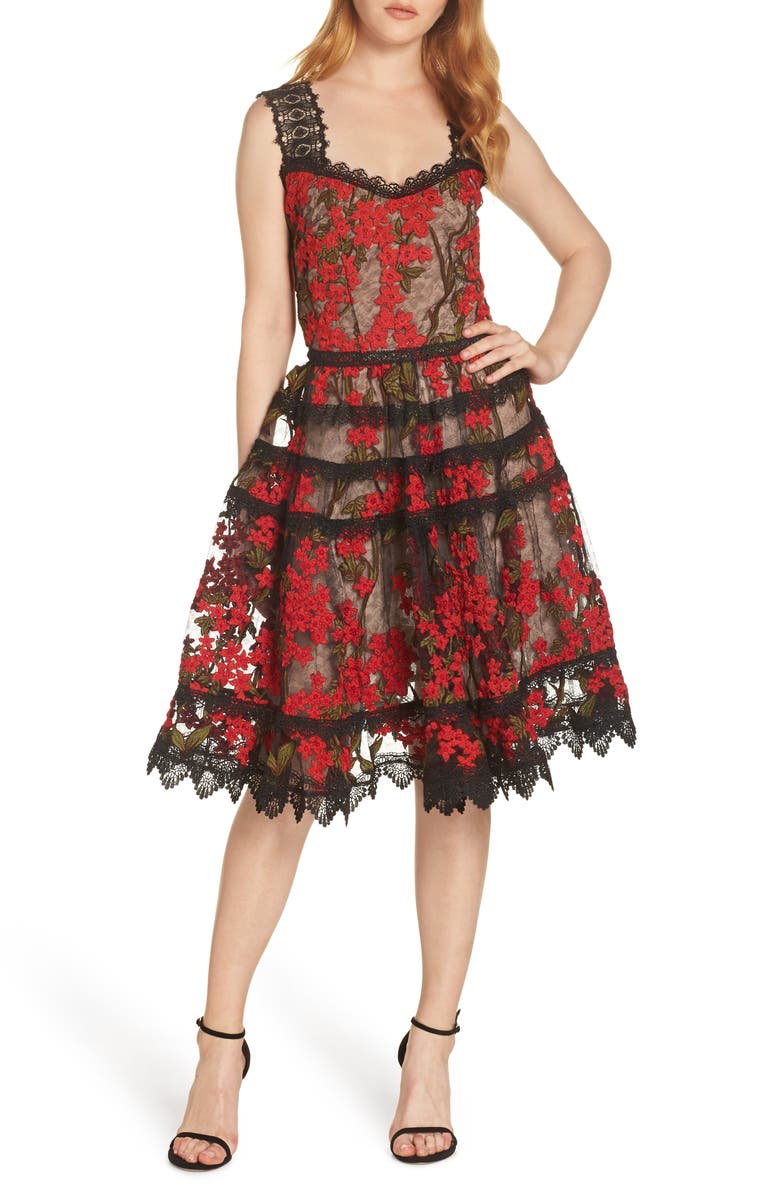 BRONX AND BANCO Elsa Sleeveless Lace Fit & Flare Dress, Main, color, MULTI COLOR