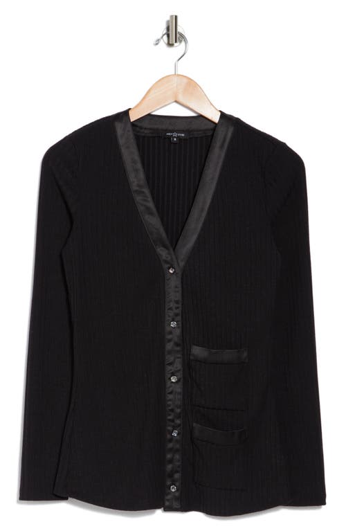 Area Stars Bria Satin Trim Cardigan In Black