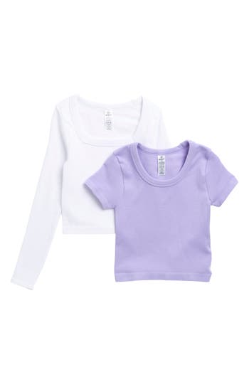 Shop 90 Degree By Reflex Kids' Assorted 2-pack Tops In Lavender/white