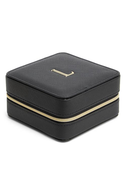 Shop Nordstrom Initial Square Zip Travel Case In L- Black- Gold