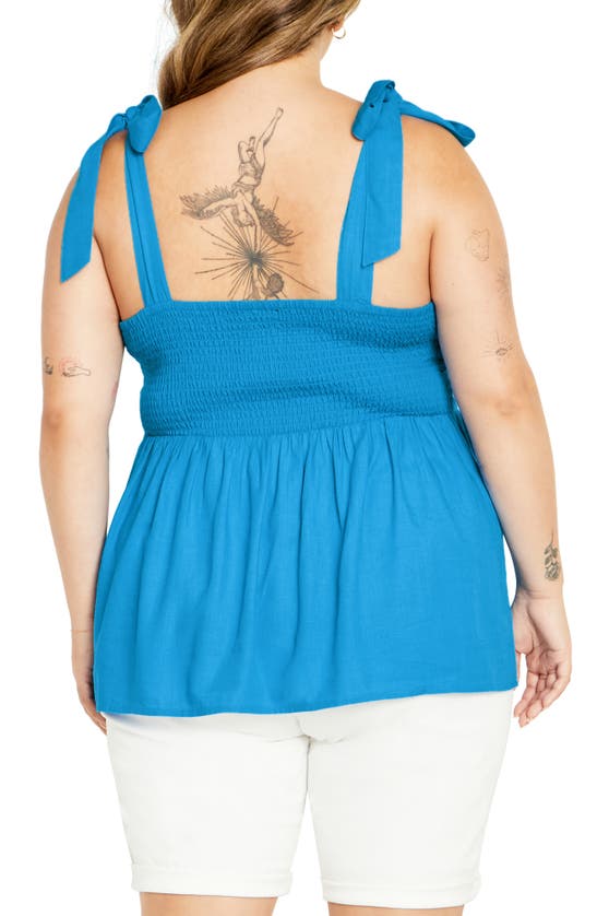 City Chic Paradiso Tie Strap Tank In Ice Blue