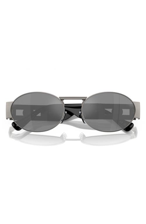 Shop Versace 56mm Oval Sunglasses In Matte Grey