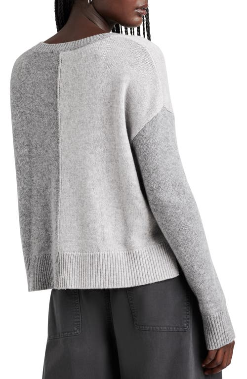 Shop Splendid Amy Colorblock Wool & Cashmere Sweater In Ice Heather Grey/heather Fog