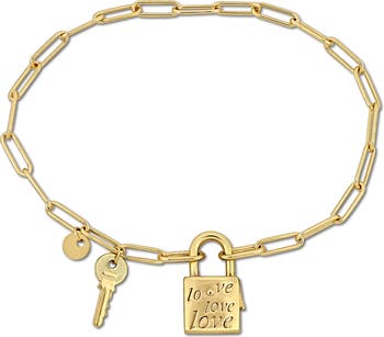 DELMAR Lock & Key Love Paperclip Link Bracelet